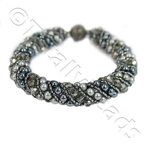 Russian Spiral 2 Necklace Bracelet silver cloud bracelet making kit — DIY set with beads and instructions for creating handmade jewelry