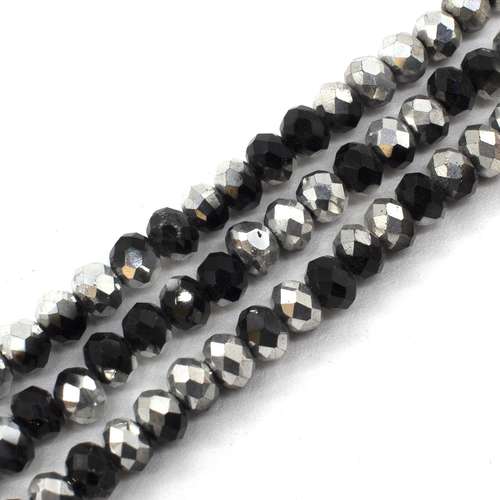 4mm crystal beads half jet silver — plated finish, ideal for jewelry making and beadwork