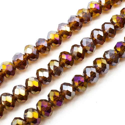 6mm crystal beads brown ab special — AB finish, faceted for jewelry making and beadwork