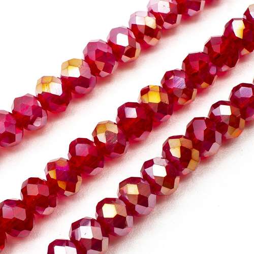 6mm crystal beads red ab, pack of 100 — AB finish, faceted for jewelry making and beadwork