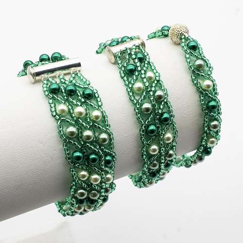 Snake Stitch Make 3 Bracelets project kit - sea foam green bracelet making kit — DIY set with beads and instructions for creating handmad…