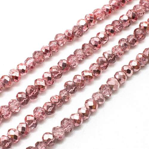 3mm crystal beads pink mirror, pack of 150 — faceted for jewelry making and beadwork