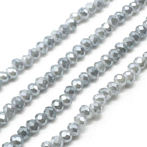 3mm crystal beads silver cloud 150pc — plated finish, ideal for jewelry making and beadwork