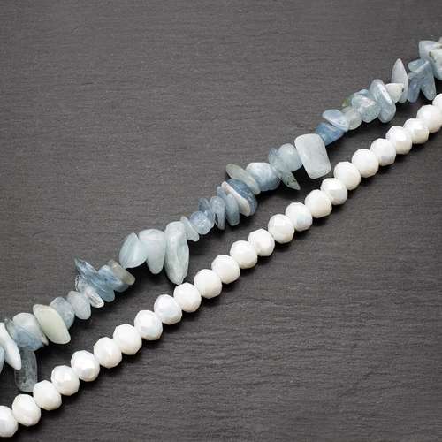 Semi Precious Charm bracelet aquamarine bracelet making kit — DIY set with beads and instructions for creating handmade jewelry