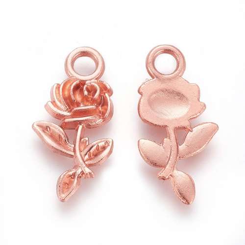 Rose flower metal charm 21mm 10pcs - Copper Rose Gold
