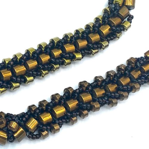 Hematite Flat Spiral Bracelet bronze makes 2 bracelet making kit — DIY set with beads and instructions for creating handmade jewelry