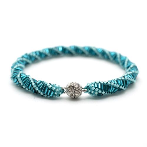 Russian Spiral Bracelet Kit Makes 2 teal bracelet making kit — DIY set with beads and instructions for creating handmade jewelry