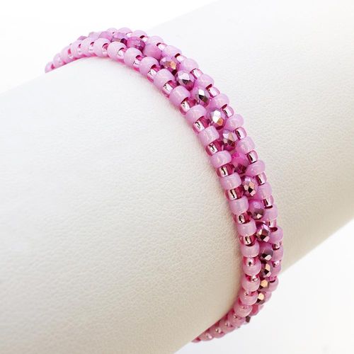 Lara Crystal Bracelets Kit pink bracelet making kit — DIY set with beads and instructions for creating handmade jewelry