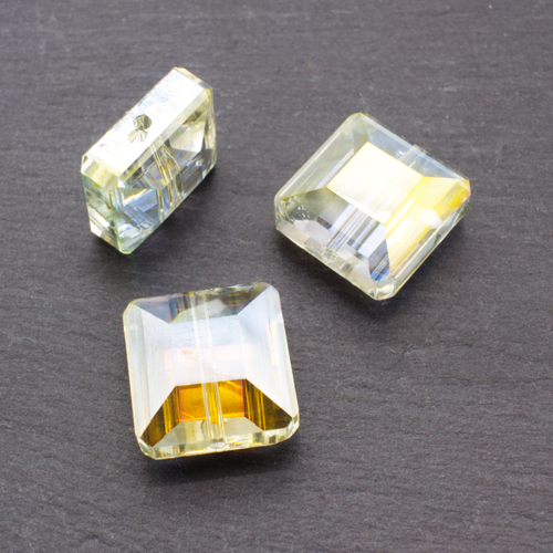 14mm crystal beads lemon ab, pack of 8 — AB finish, faceted for jewelry making and beadwork