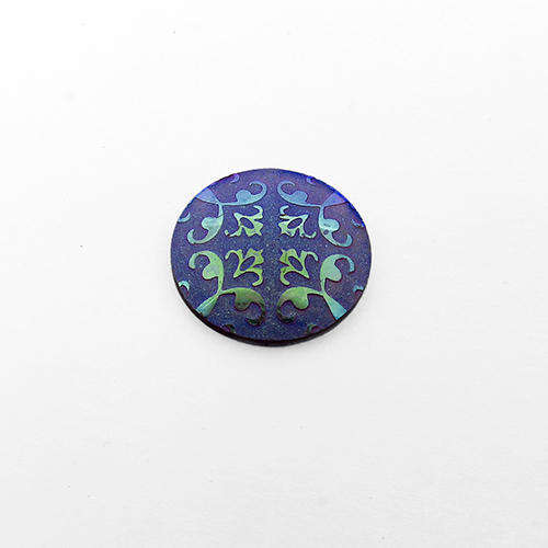 Acrylic Cabochon 20mm Disc - FleurDeLys Iris Blue