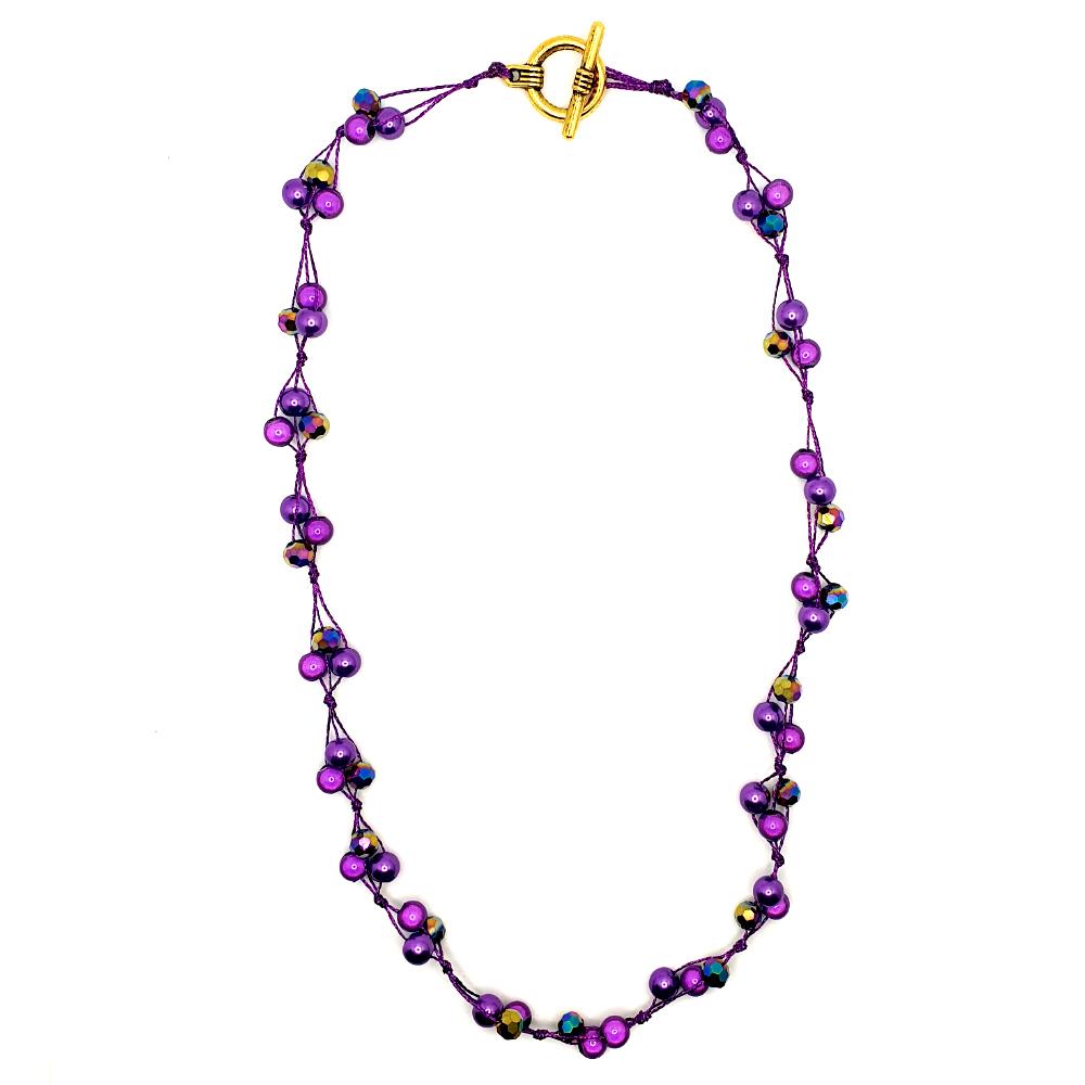 Knotted Jewellery deep violet jewelry making kit — DIY set with beads and instructions for creating handmade jewelry