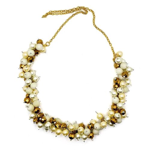 Popcorn Jewellery with Druzy Glass ivory gold jewelry making kit — DIY set with beads and instructions for creating handmade jewelry