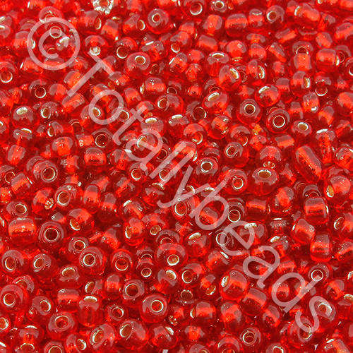 Seed Beads Silver Lined Red - Size 8 100g