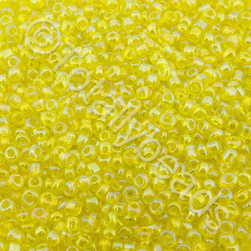 Seed Beads Transparent Rainbow Yellow - Size 11 100g