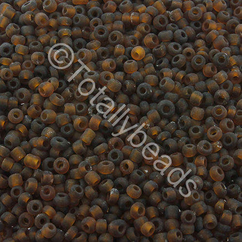 Seed Beads Transparent Frosted Brown - Size 11 100g