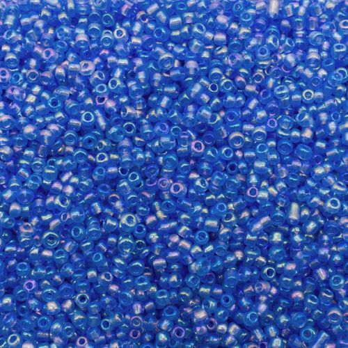 Seed Beads Transparent Rainbow Blue - Size 11 100g