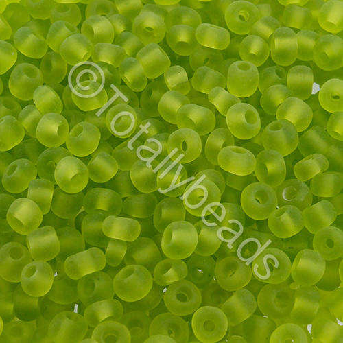 Seed Beads Transparent Frosted Light Green - Size 6 100g