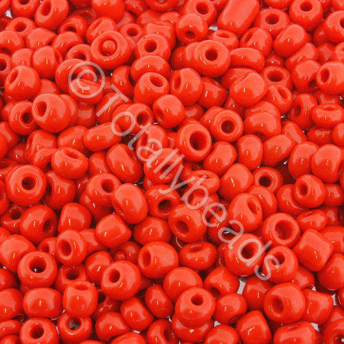 Seed Beads Opaque Red - Size 6 100g
