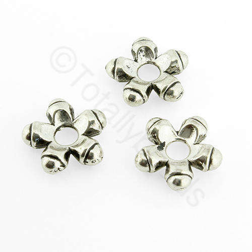 Antique Silver Bead - Spacer Flower 13mm 10pcs