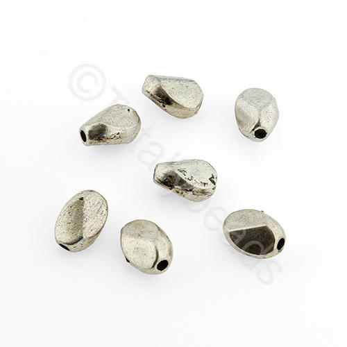 Antique Silver Bead - Facet Nugget 7x5mm 20pcs