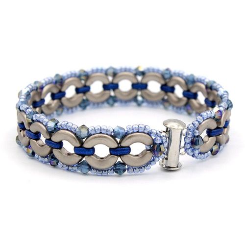 Sybil Arcos Bracelet silver blue bracelet making kit — DIY set with beads and instructions for creating handmade jewelry