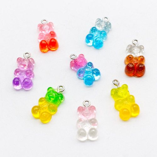 Gummy Bear Resin Pendant / Charm 20mm Mixed 10pcs