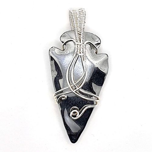 Flint Arrow Pendant silver jewelry making kit — DIY set with beads and instructions for creating handmade jewelry