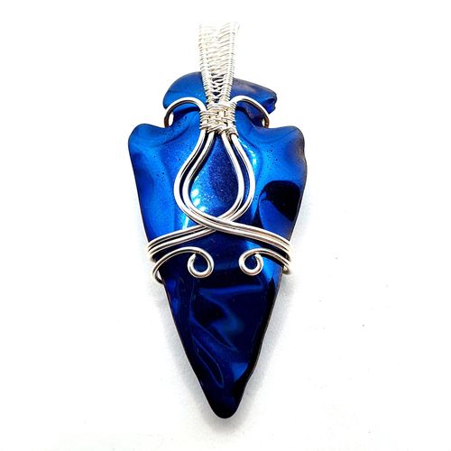 Flint Arrow Pendant blue jewelry making kit — DIY set with beads and instructions for creating handmade jewelry