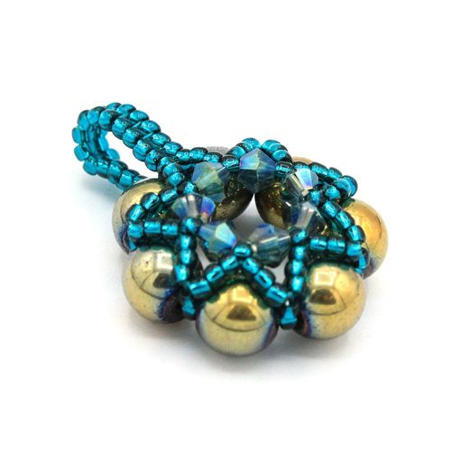 Astera Beaded Pendant amber teal jewelry making kit — DIY set with beads and instructions for creating handmade jewelry