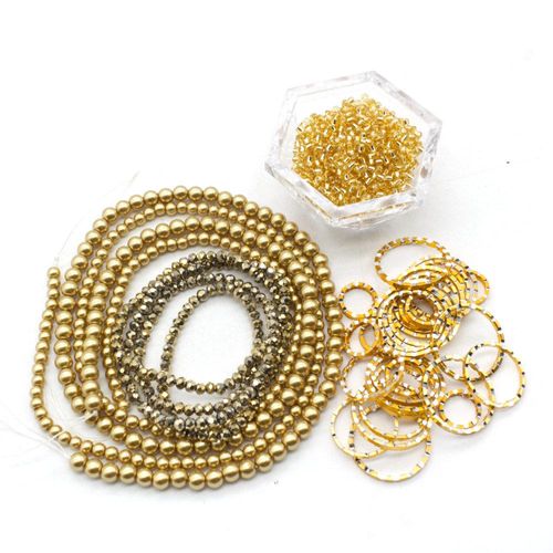 Olivia Necklace champagne gold necklace making kit — DIY set with beads and instructions for creating handmade jewelry