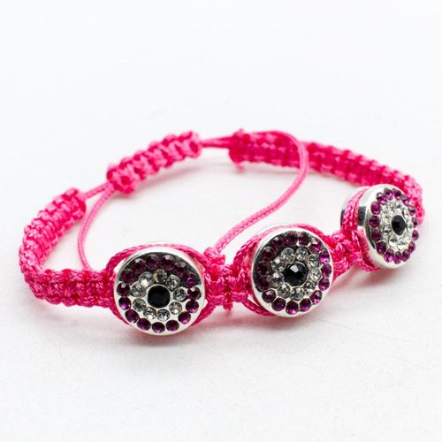 Shamballa Coin Bracelet fuchsia pink bracelet making kit — DIY set with beads and instructions for creating handmade jewelry