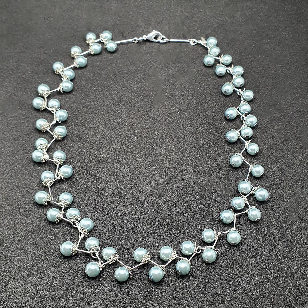 Glass Pearl Vine Necklace powder blue necklace making kit — DIY set with beads and instructions for creating handmade jewelry