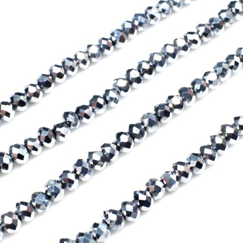 3.5mm crystal beads silver plate, pack of 150 — plated finish, ideal for jewelry making and beadwork