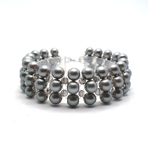 Satin Pearl Crystal Bracelet sage bracelet making kit — DIY set with beads and instructions for creating handmade jewelry