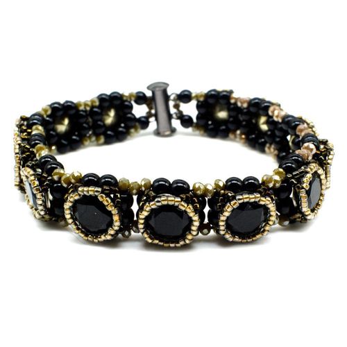 Rosalie Rivoli Encased Bracelet jet black bracelet making kit — DIY set with beads and instructions for creating handmade jewelry