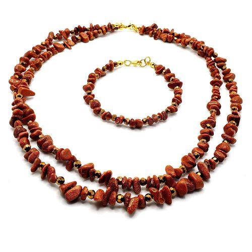 Anya Necklace & Bracelet Set goldstone bracelet making kit — DIY set with beads and instructions for creating handmade jewelry