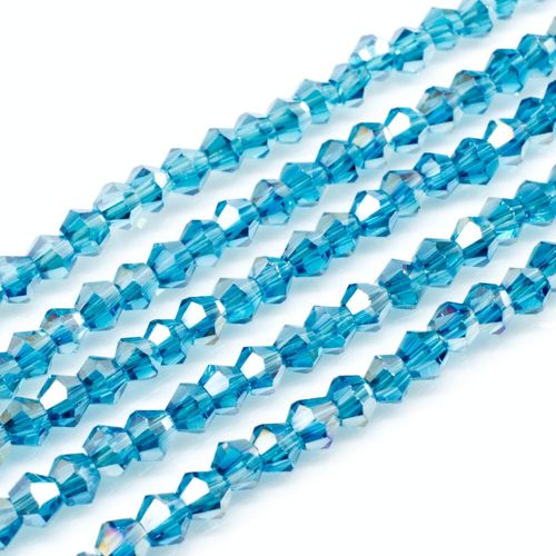 3mm crystal bicone beads dark turquoise ab — AB finish, faceted for jewelry making and beadwork