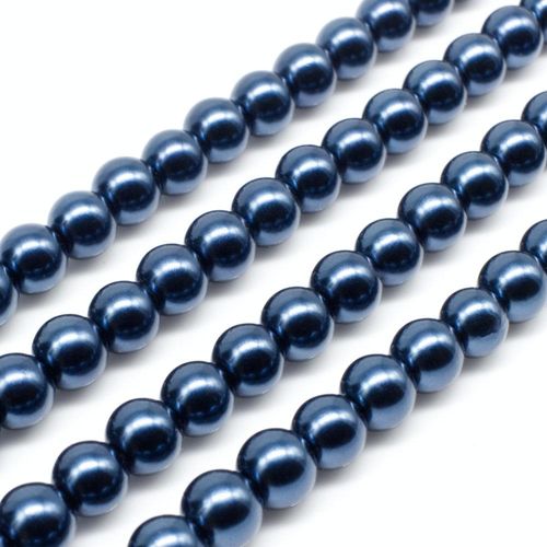 Glass Pearl Round Beads 6mm - Space Blue