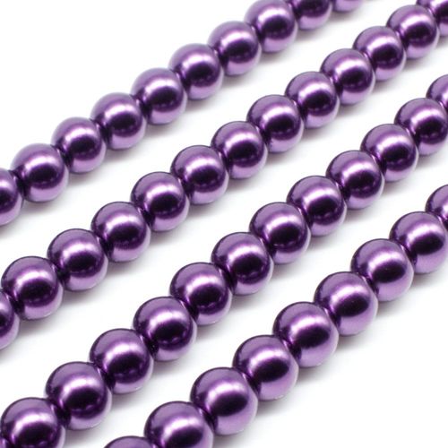 Glass Pearl Round Beads 6mm - Plum