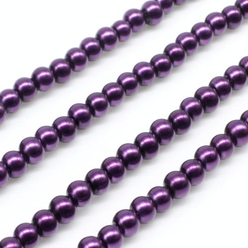 Glass Pearl Round Beads 3mm - Purple Velvet