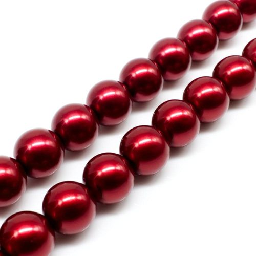Glass Pearl Round Beads 12mm Ruby Red for jewellery making