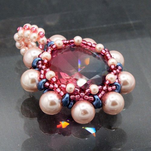 Eliana Crystal Pendant pink aqua jewelry making kit — DIY set with beads and instructions for creating handmade jewelry