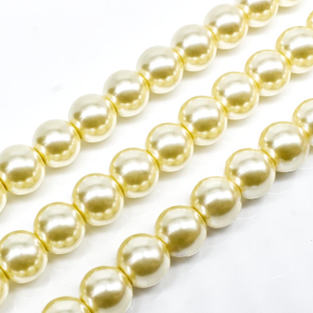 Glass Pearl Round Beads 8mm - Lemon Chiffon