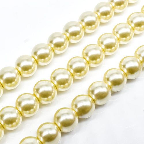 Glass Pearl Round Beads 8mm - Lemon Chiffon