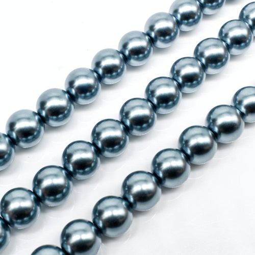 Glass Pearl Round Beads 8mm - Steel Blue