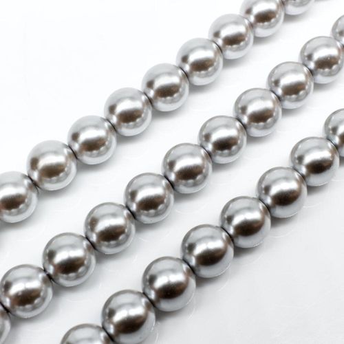 Glass Pearl Round Beads 8mm - Silver Dust