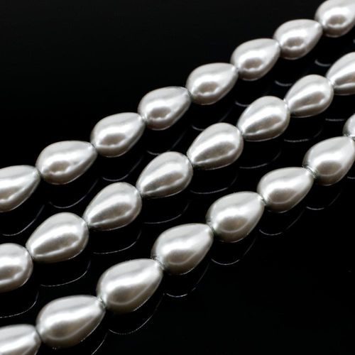 Glass Pearl Drop 6x9mm - Silver Haze