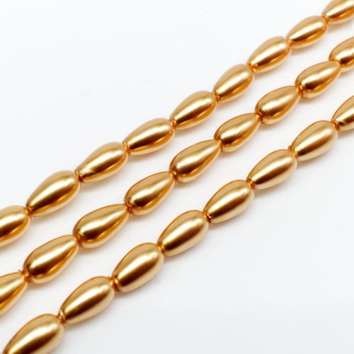 Glass Pearl Drop Beads 4x8mm Gold for jewellery making