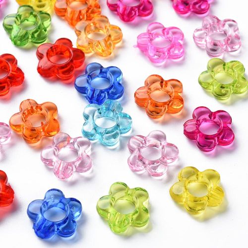 Acrylic Flower Bead Frames 13mm Mixed 50pcs for jewellery making