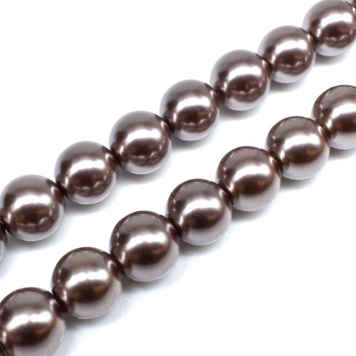 Glass Pearl Round Beads 12mm - Brown